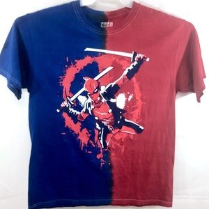 NWOT Marvel Deadpool Graphic Blue/Red T-Shirt Sz L
